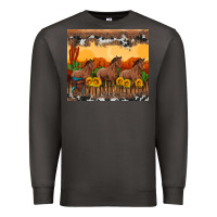 Smoke western horses and  sunset with sunflowers Premium Sweatshirt - Artiststas
