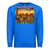 True Royal western horses and  sunset with sunflowers Premium Sweatshirt - Artiststas