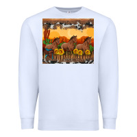 White western horses and  sunset with sunflowers Premium Sweatshirt - Artiststas