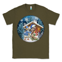 Army Green Winter Farm Animals Classic Tee - FaDigitalArtStudio