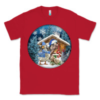 Red Winter Farm Animals Classic Tee - FaDigitalArtStudio