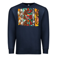 Navy western horses roses and bullskulls wıth cowhide amd serape brushstro Premium Sweatshirt - Artiststas