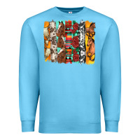 Ocean Blue western horses roses and bullskulls wıth cowhide amd serape brushstro Premium Sweatshirt - Artiststas