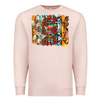 Pale Pink western horses roses and bullskulls wıth cowhide amd serape brushstro Premium Sweatshirt - Artiststas