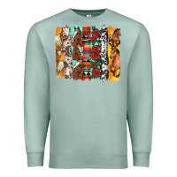 Seafoam western horses roses and bullskulls wıth cowhide amd serape brushstro Premium Sweatshirt - Artiststas