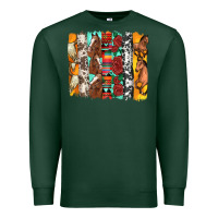 Sports Green western horses roses and bullskulls wıth cowhide amd serape brushstro Premium Sweatshirt - Artiststas