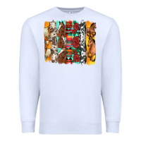 White western horses roses and bullskulls wıth cowhide amd serape brushstro Premium Sweatshirt - Artiststas
