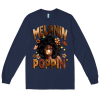 Navy melanin poppin Long Sleeve Tee - Zillion Design Studio