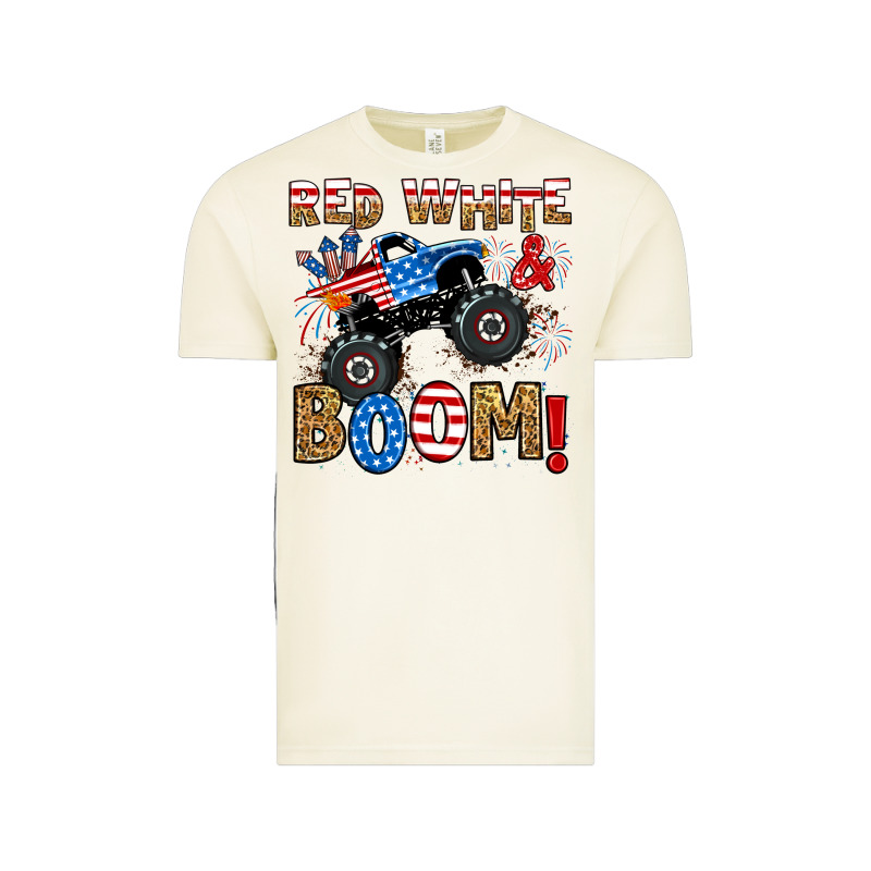 Red White Boom Monster Truck Vintage Tee by RanaPortraitStore | Teevron