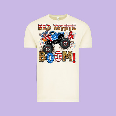 Vintage Tee red white boom monster truck
