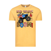 Vintage Mustard red white boom monster truck Vintage Tee - RanaPortraitStore