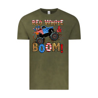 Vintage Olive red white boom monster truck Vintage Tee - RanaPortraitStore