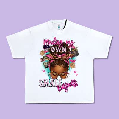 Urban Heavy Tee minding my own small business afro messy bun