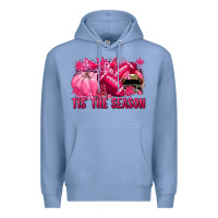 Colony Blue Tis' the season Football Breast Cancer Premium Hoodie - NancyCooperArtShop