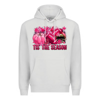 Dove Grey Tis' the season Football Breast Cancer Premium Hoodie - NancyCooperArtShop