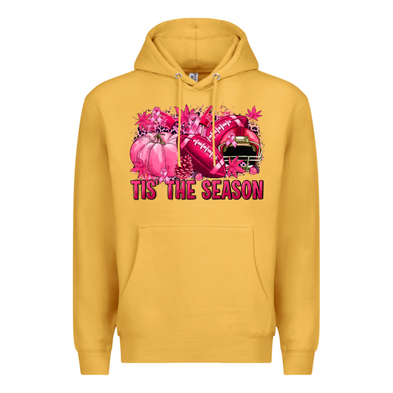 Tis' The Season Football Breast Cancer Premium Hoodie by NancyCooperArtShop | Teevron