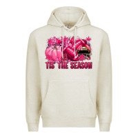 Oatmeal Heather Tis' the season Football Breast Cancer Premium Hoodie - NancyCooperArtShop