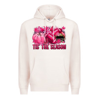 Pale Pink Tis' the season Football Breast Cancer Premium Hoodie - NancyCooperArtShop