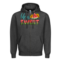 Charcoal Heather life is sweet Zipper Hoodie - HRA Design Shop
