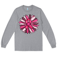 Heather Grey breast awareness cancer pink sunflower Long Sleeve Tee - RanaPortraitStore