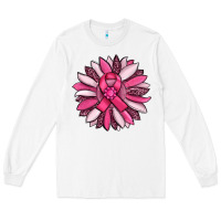 White breast awareness cancer pink sunflower Long Sleeve Tee - RanaPortraitStore