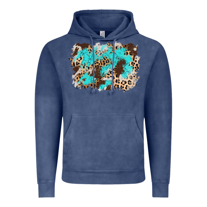 Cowhide Leopard Turquoise Background Vintage Hoodie by AdoDesignShop | Teevron
