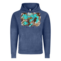 Vintage Denim cowhide leopard turquoise background Vintage Hoodie - AdoDesignShop