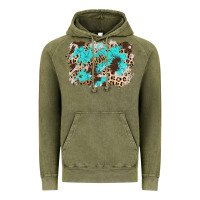 Vintage Olive cowhide leopard turquoise background Vintage Hoodie - AdoDesignShop
