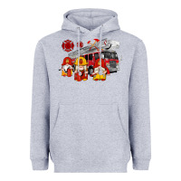 Heather Grey fire truck gnomes Heavyweight Hoodie - Artiststas
