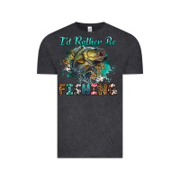 Vintage Black i'd rather be fishing Vintage Tee - RanaPortraitStore