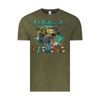 Vintage Olive i'd rather be fishing Vintage Tee - RanaPortraitStore