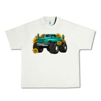 Pistachio monster truck with sunflower western Urban Heavy Tee - texasbilliewilder