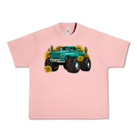Salmon monster truck with sunflower western Urban Heavy Tee - texasbilliewilder