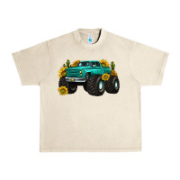 Sandshell monster truck with sunflower western Urban Heavy Tee - texasbilliewilder