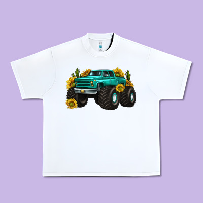 Urban Heavy Tee monster truck with sunflower western
