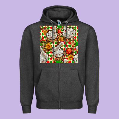 Christmas Leopard Duck Zipper Hoodie Designed By Fadigitalartstudio