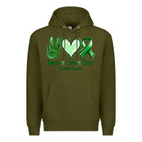 Army Green Peace love cure Liver Cancer Premium Hoodie - NancyCooperArtShop