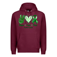 Burgundy Peace love cure Liver Cancer Premium Hoodie - NancyCooperArtShop