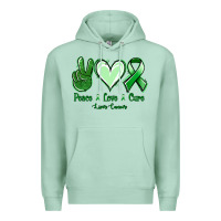 Seafoam Peace love cure Liver Cancer Premium Hoodie - NancyCooperArtShop