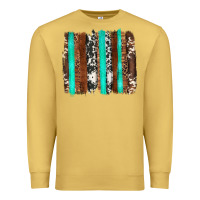 Antique Gold western cowhide wood and turquoise glitter brushstrokes Premium Sweatshirt - Artiststas