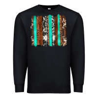 Black western cowhide wood and turquoise glitter brushstrokes Premium Sweatshirt - Artiststas