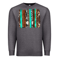 Charcoal Heather western cowhide wood and turquoise glitter brushstrokes Premium Sweatshirt - Artiststas