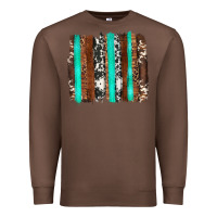 Chestnut western cowhide wood and turquoise glitter brushstrokes Premium Sweatshirt - Artiststas