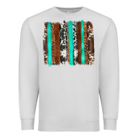 Dove Grey western cowhide wood and turquoise glitter brushstrokes Premium Sweatshirt - Artiststas