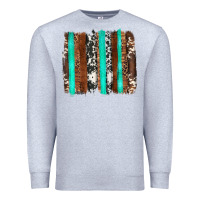 Western Cowhide Wood And Turquoise Glitter Brushstrokes Premium Sweatshirt | Teevron