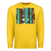 Lemon western cowhide wood and turquoise glitter brushstrokes Premium Sweatshirt - Artiststas