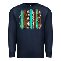 Navy western cowhide wood and turquoise glitter brushstrokes Premium Sweatshirt - Artiststas