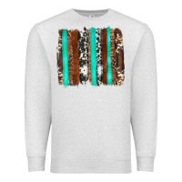 Oatmeal Heather western cowhide wood and turquoise glitter brushstrokes Premium Sweatshirt - Artiststas