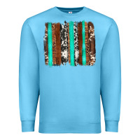 Ocean Blue western cowhide wood and turquoise glitter brushstrokes Premium Sweatshirt - Artiststas