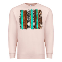Pale Pink western cowhide wood and turquoise glitter brushstrokes Premium Sweatshirt - Artiststas